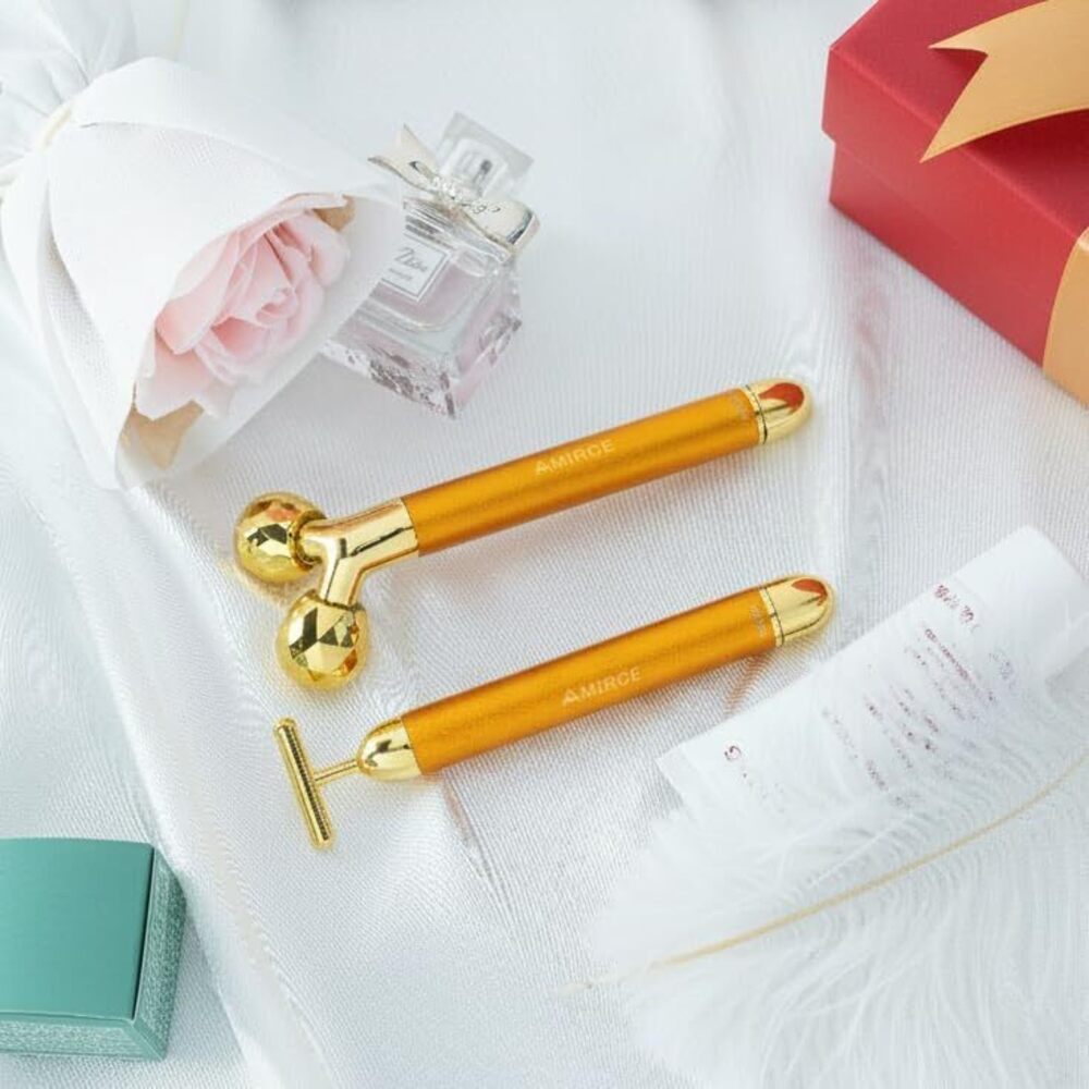 Face Massager Roller Golden 3D Roller Electric Facial Roller And T Shape Facial - Picture 4 of 5